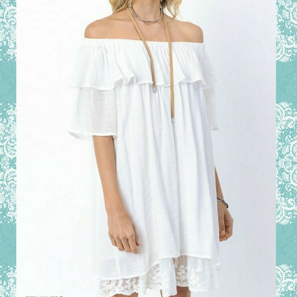 On or Off Shoulder Rufffle & Lace Dress - Picture 5 of 5